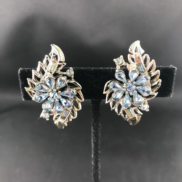 Coro Jewelry - Vintage Coro silver and light blue clip earrings